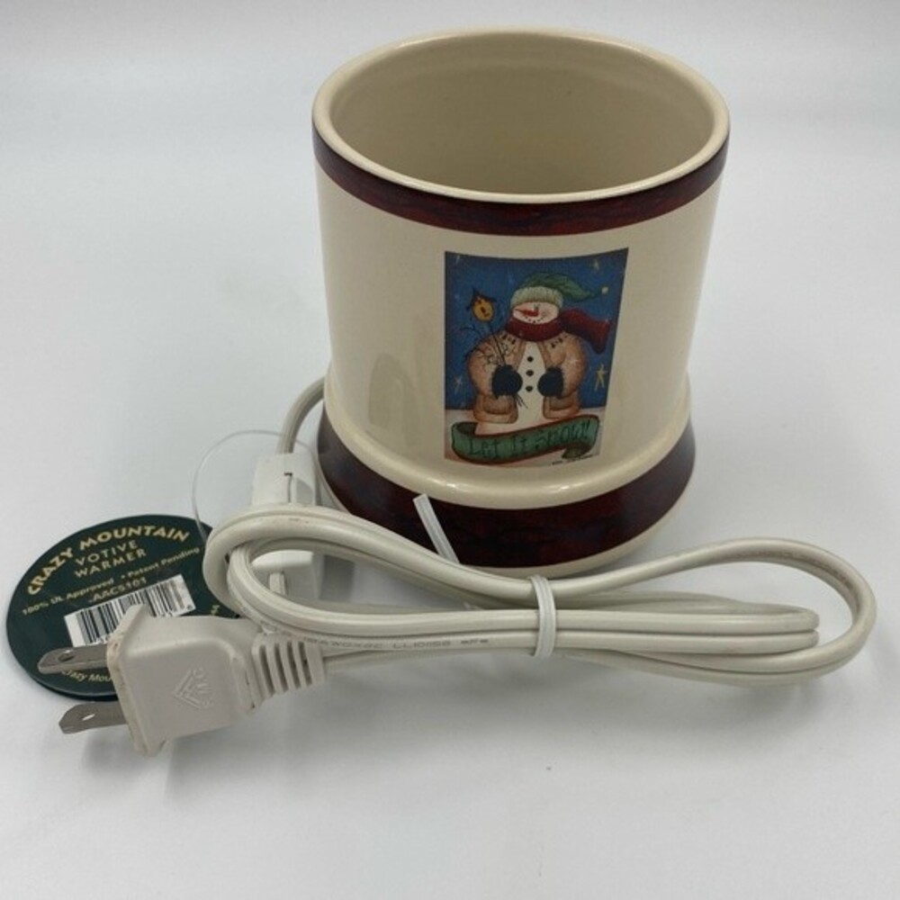 New Vintage Crazy Mountain Votive‎ Warmer with Snowman Design
